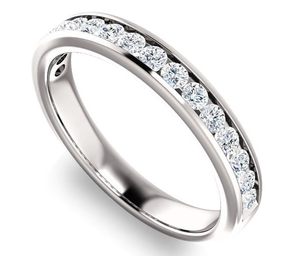 14K White Gold 2mm Channel Set Moissanite Band (0.5ctw)