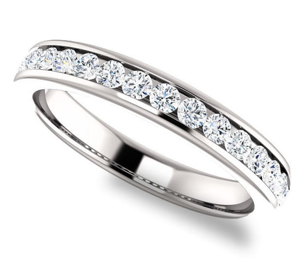 14K White Gold 2mm Channel Set Moissanite Band (0.5ctw)