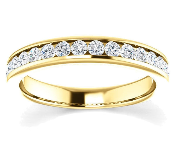 14K Yellow Gold 2mm Channel Set Moissanite Band (0.5ctw)