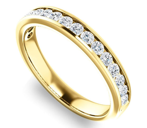 14K Yellow Gold 2mm Channel Set Moissanite Band (0.5ctw)