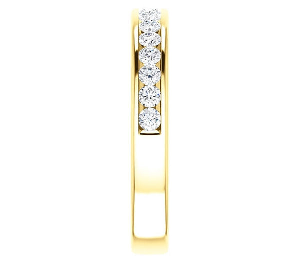 14K Yellow Gold 2mm Channel Set Moissanite Band (0.5ctw)