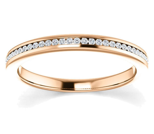 14K Rose Gold 1mm Channel Set Moissanite Band (0.15ctw)