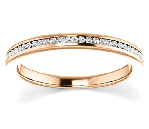 14K Rose Gold 1mm Channel Set Moissanite Band (0.15ctw)