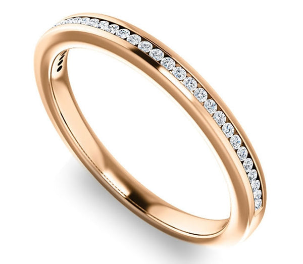 14K Rose Gold 1mm Channel Set Moissanite Band (0.15ctw)