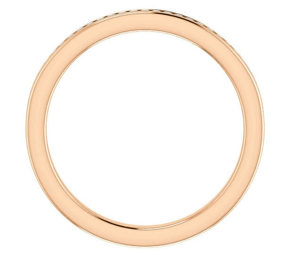 14K Rose Gold 1mm Channel Set Moissanite Band (0.15ctw)