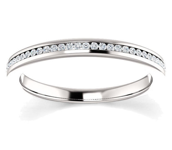 14K White Gold 1mm Channel Set Moissanite Band (0.15ctw)