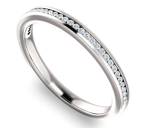 14K White Gold 1mm Channel Set Moissanite Band (0.15ctw)