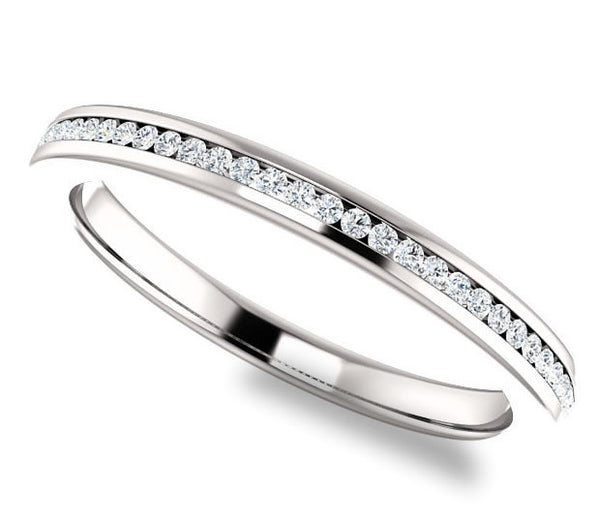 14K White Gold 1mm Channel Set Moissanite Band (0.15ctw)