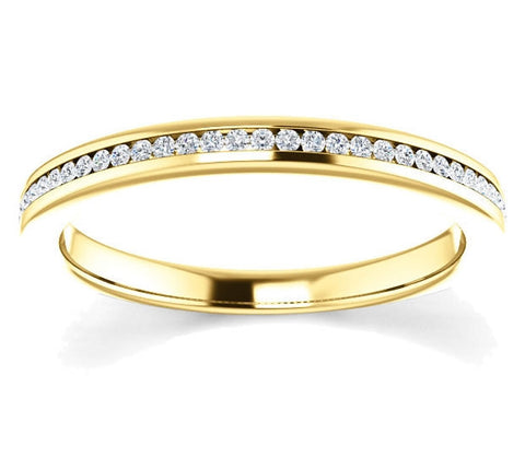 14K Yellow Gold 1mm Channel Set Moissanite Band (0.15ctw)