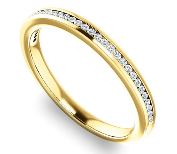 14K Yellow Gold 1mm Channel Set Moissanite Band (0.15ctw)