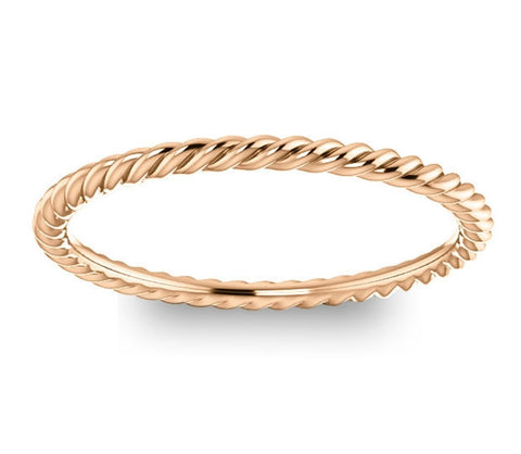 14K Rose Gold 1.5mm Petite Rope Style Ladies Band