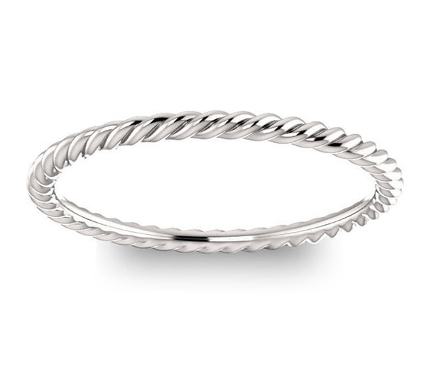 14K White Gold 1.5mm Petite Rope Style Ladies Band