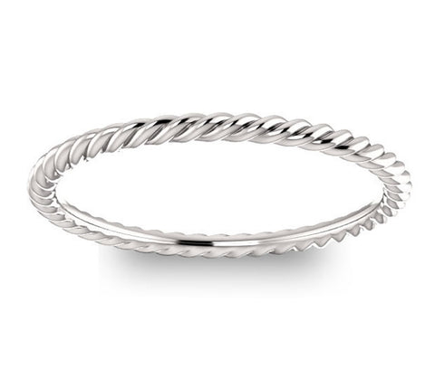 14K White Gold 1.5mm Petite Rope Style Ladies Band