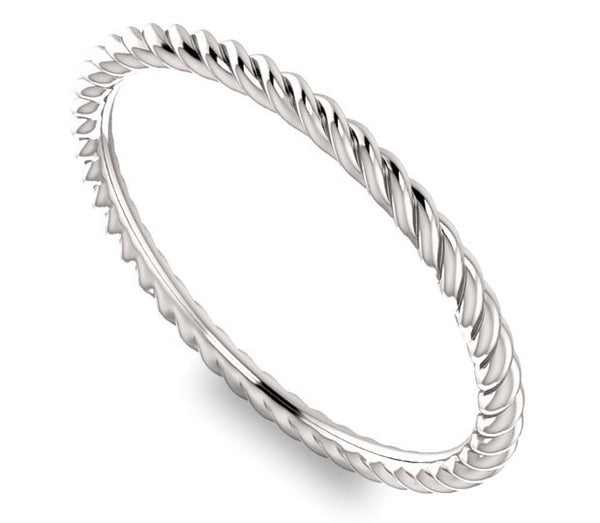 14K White Gold 1.5mm Petite Rope Style Ladies Band