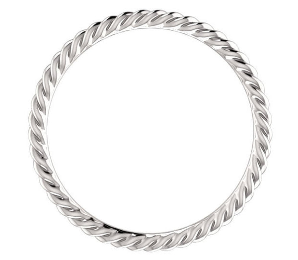 14K White Gold 1.5mm Petite Rope Style Ladies Band