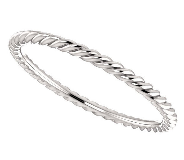 14K White Gold 1.5mm Petite Rope Style Ladies Band