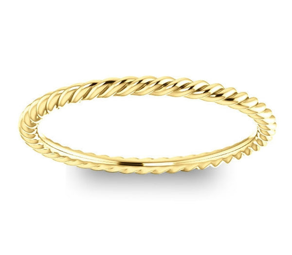 14K Yellow Gold 1.5mm Petite Rope Style Ladies Band