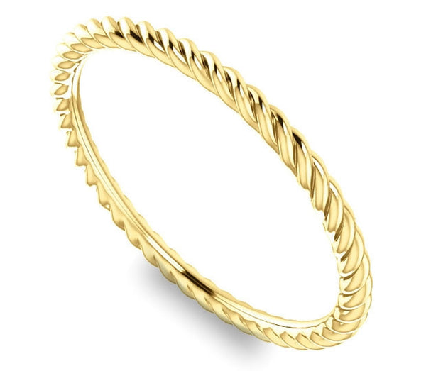 14K Yellow Gold 1.5mm Petite Rope Style Ladies Band