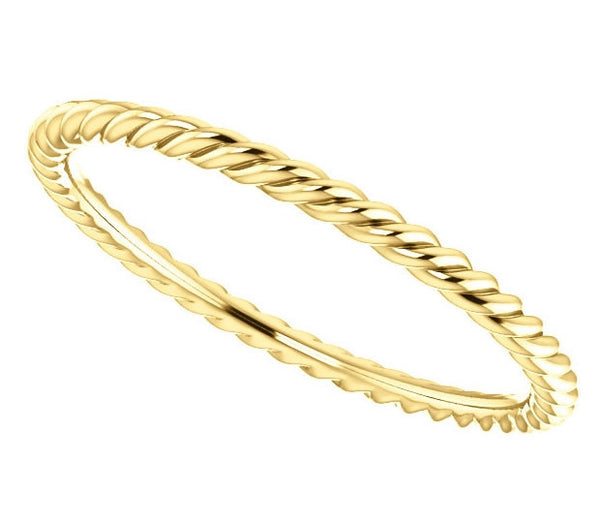 14K Yellow Gold 1.5mm Petite Rope Style Ladies Band