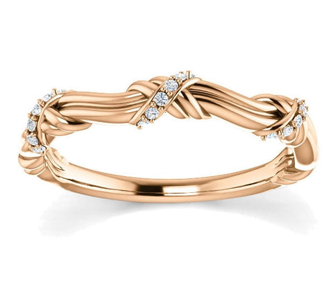 14K Rose Gold Natural Wedding Band (.06ctw)