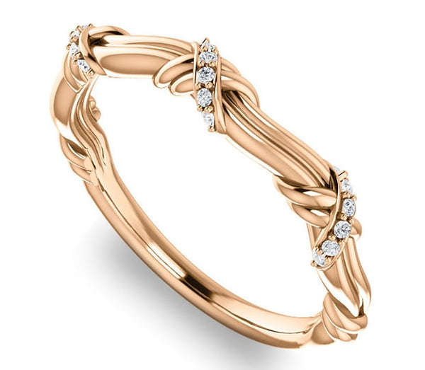 14K Rose Gold Natural Wedding Band (.06ctw)