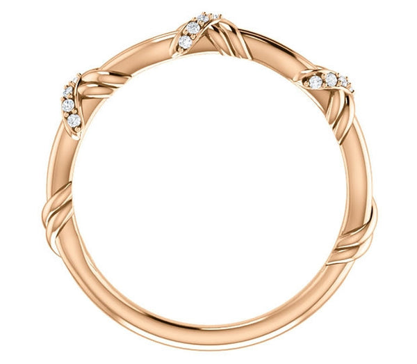 14K Rose Gold Natural Wedding Band (.06ctw)