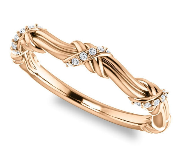 14K Rose Gold Natural Wedding Band (.06ctw)