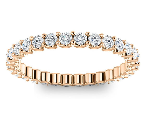 14K Rose Gold 2mm Brilliant Round Moissanite Eternity Band (0.9ctw)