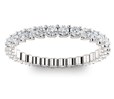 Platinum 2mm Brilliant Round Moissanite Eternity Band (0.9ctw)