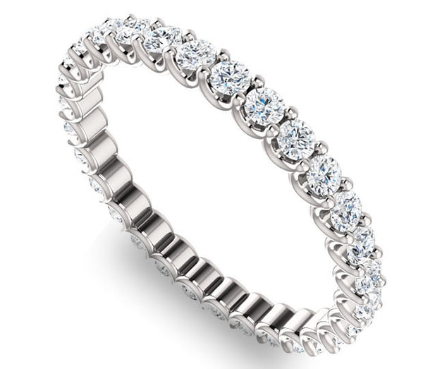 Platinum 2mm Brilliant Round Moissanite Eternity Band (0.9ctw)