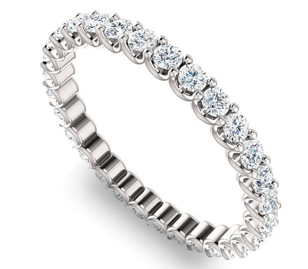 14K White Gold 2mm Brilliant Round Moissanite Eternity Band (0.9ctw)