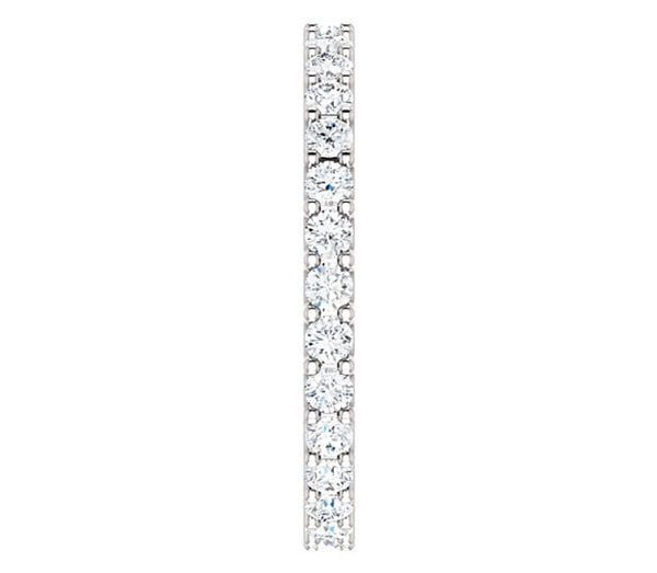 14K White Gold 2mm Brilliant Round Moissanite Eternity Band (0.9ctw)