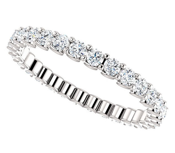 Platinum 2mm Brilliant Round Moissanite Eternity Band (0.9ctw)