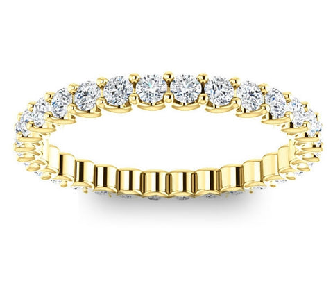 14K Yellow Gold 2mm Brilliant Round Moissanite Eternity Band (0.9ctw)