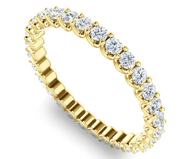 14K Yellow Gold 2mm Brilliant Round Moissanite Eternity Band (0.9ctw)