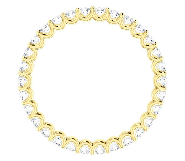 14K Yellow Gold 2mm Brilliant Round Moissanite Eternity Band (0.9ctw)