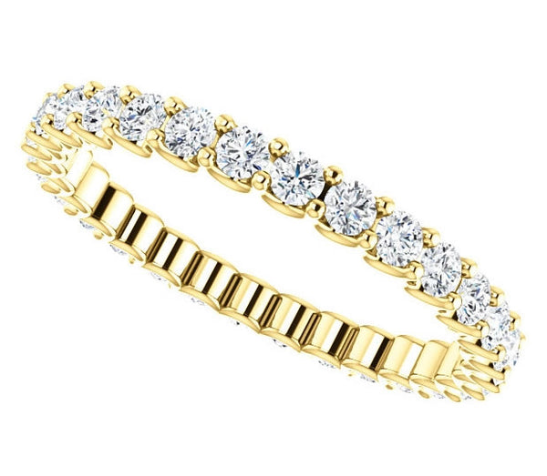 14K Yellow Gold 2mm Brilliant Round Moissanite Eternity Band (0.9ctw)