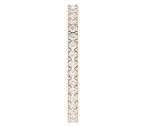 14K Rose Gold 1.5mm Brilliant Round Moissanite Eternity Band (0.57ctw)