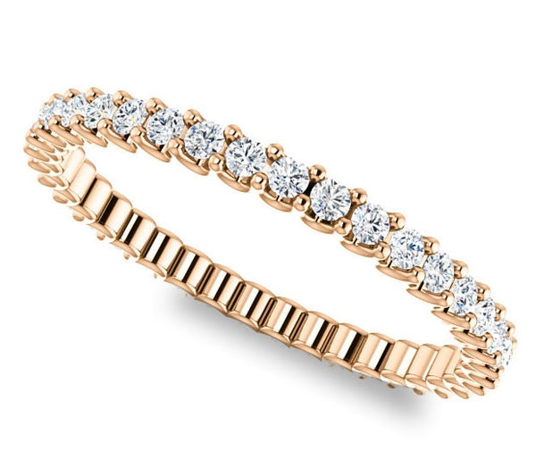 14K Rose Gold 1.5mm Brilliant Round Moissanite Eternity Band (0.57ctw)