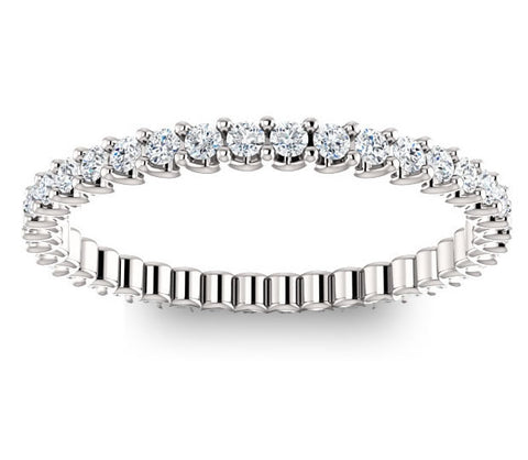 14K White Gold 1.5mm Brilliant Round Moissanite Eternity Band (0.57ctw)