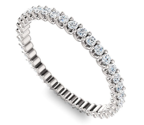 14K White Gold 1.5mm Brilliant Round Moissanite Eternity Band (0.57ctw)