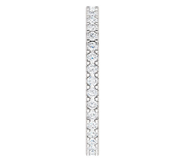 14K White Gold 1.5mm Brilliant Round Moissanite Eternity Band (0.57ctw)