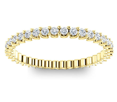 14K Yellow Gold 1.5mm Brilliant Round Moissanite Eternity Band (0.57ctw)