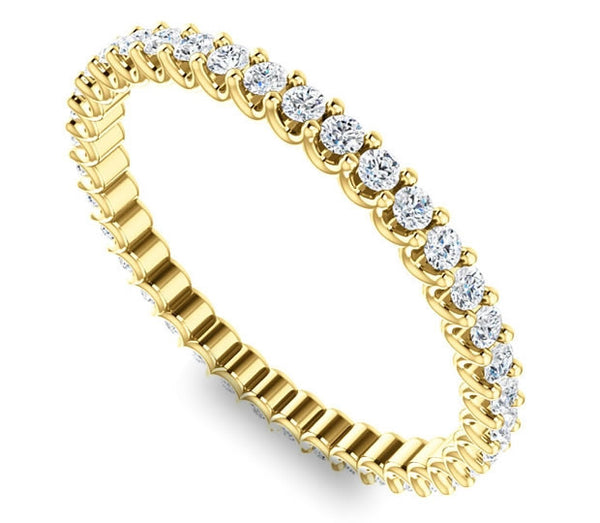 14K Yellow Gold 1.5mm Brilliant Round Moissanite Eternity Band (0.57ctw)