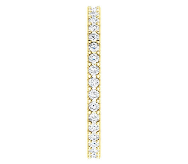 14K Yellow Gold 1.5mm Brilliant Round Moissanite Eternity Band (0.57ctw)