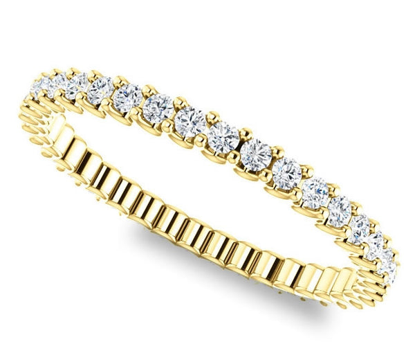 14K Yellow Gold 1.5mm Brilliant Round Moissanite Eternity Band (0.57ctw)