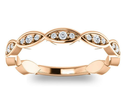 14K Rose Gold Ladies Band with Gem Accents (0.22ctw)