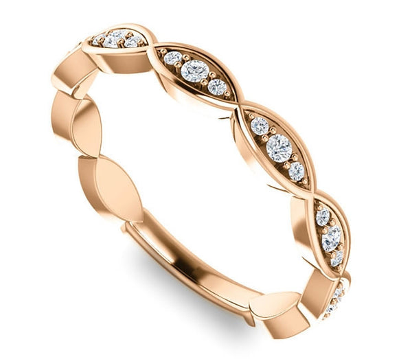 14K Rose Gold Ladies Band with Gem Accents (0.22ctw)