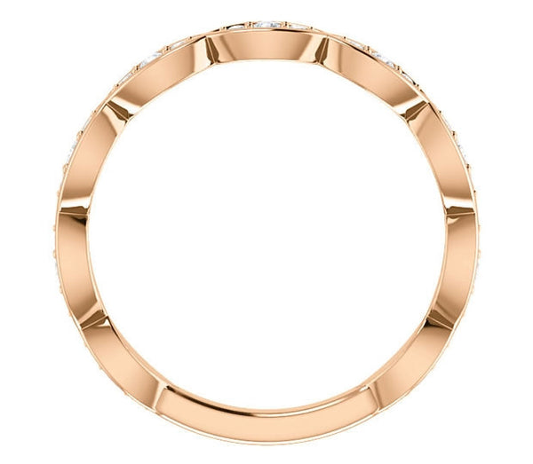 14K Rose Gold Ladies Band with Gem Accents (0.22ctw)