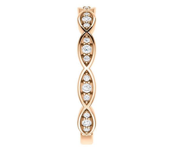 14K Rose Gold Ladies Band with Gem Accents (0.22ctw)